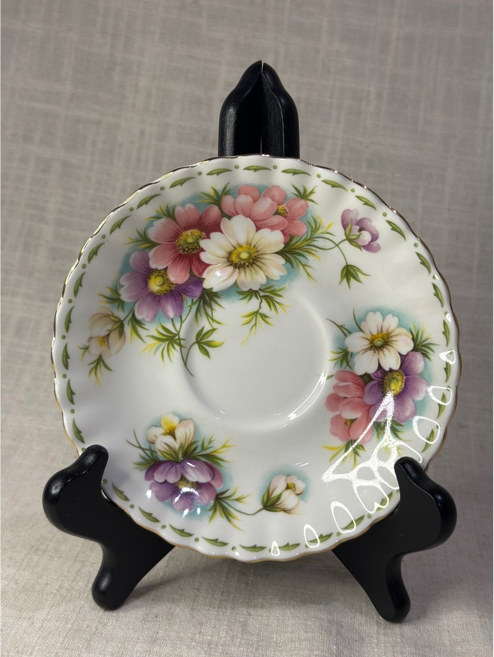 Royal Albert Bone China October Cosmos Flower of the Month Series Saucer